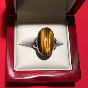 Golden Tiger's Eye Ring in Sterling Silver